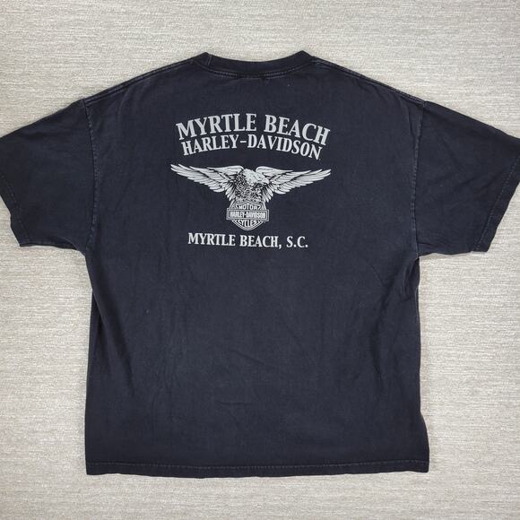 Harley Davidson Myrtle Beach 3D Skull T-shirt Mens XXL Black Bravado Tag 2016 - Picture 10 of 15
